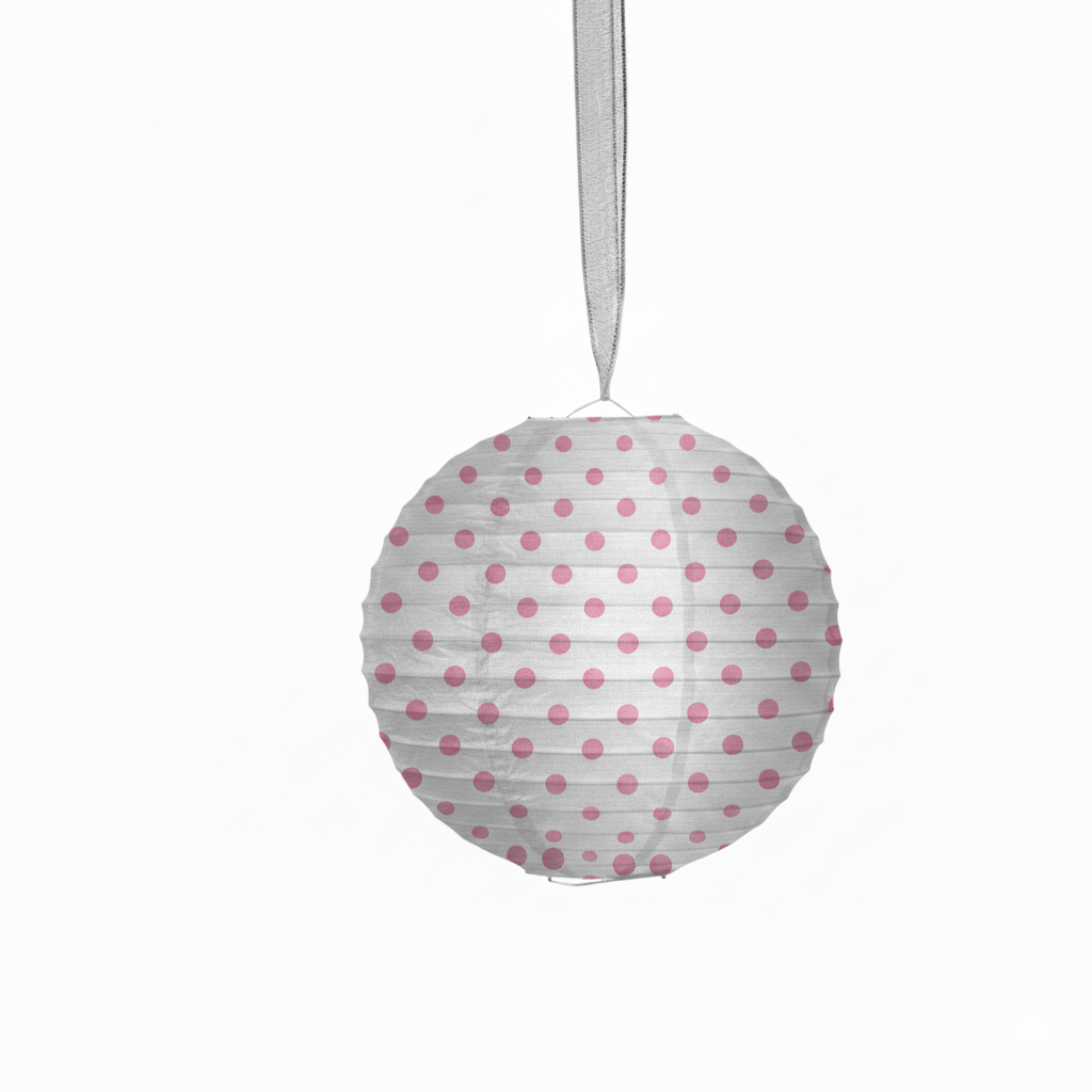 Japon Feneri Çin Feneri Büyük puantiyeli Pembe 35cm  
