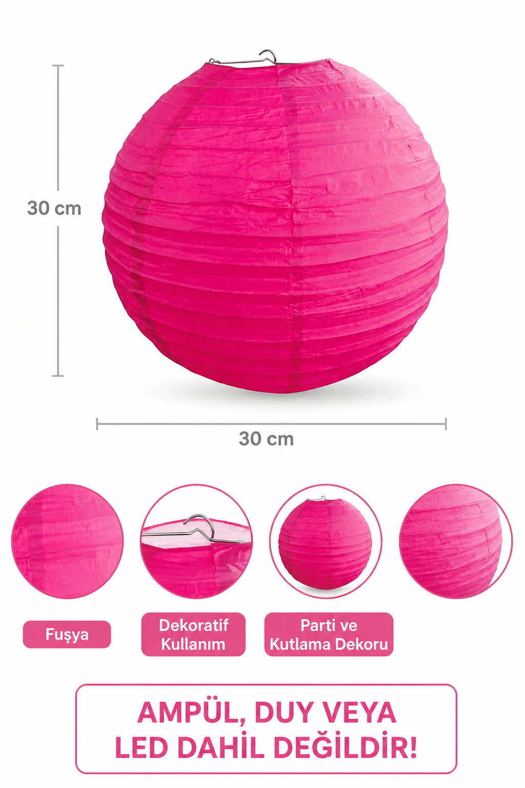 Japon Feneri Fuşya 30cm