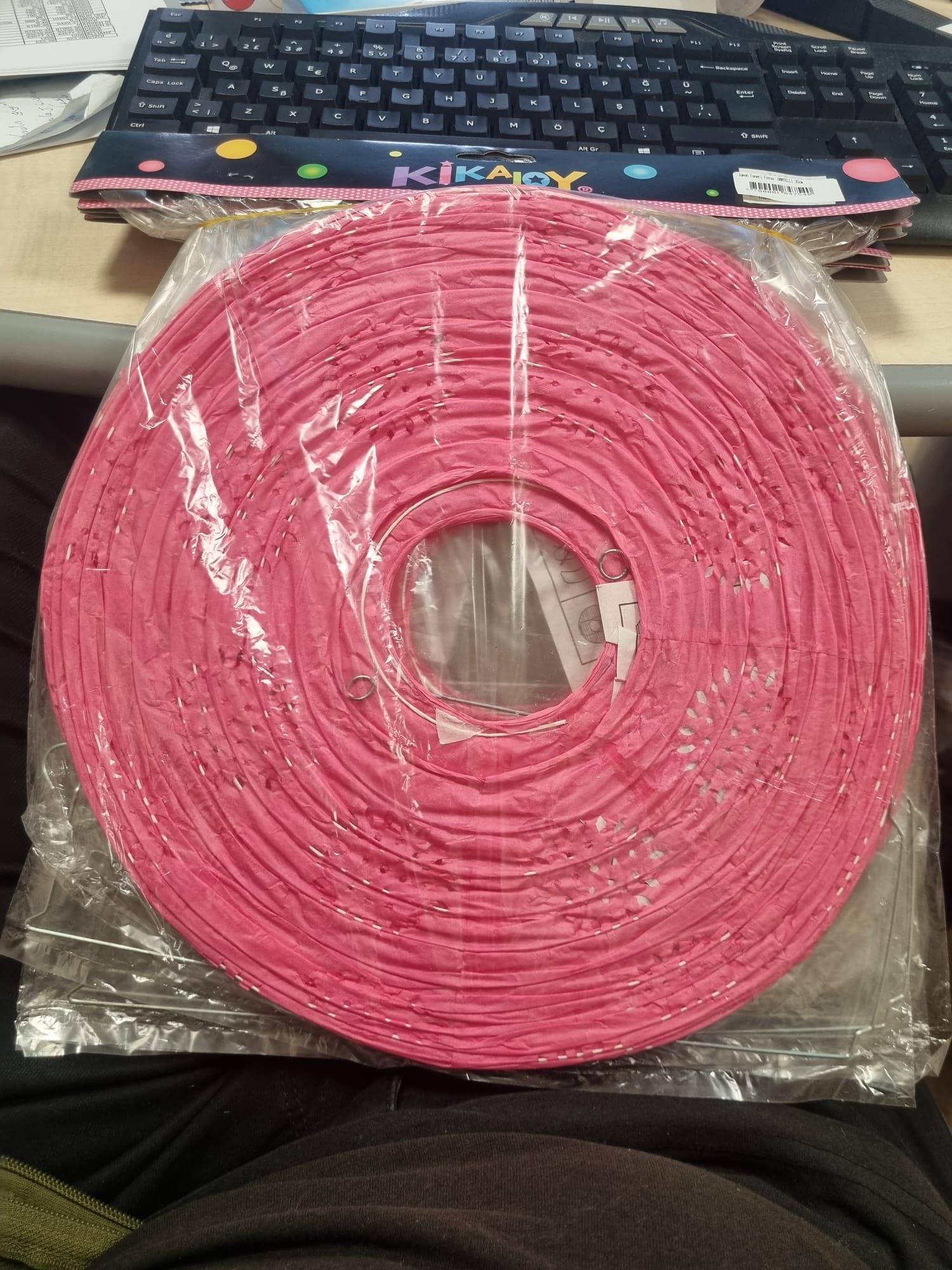 Japon Feneri Fuşya  DANTELLİ 35cm