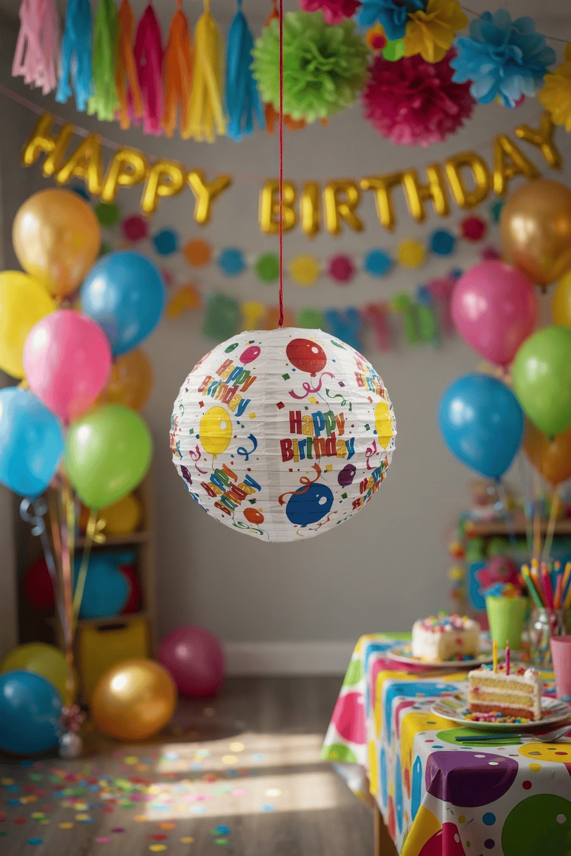 Japon Feneri Happy Birthday Baskılı Balon 25 cm Parti Doğum Günü Süs Dekoru