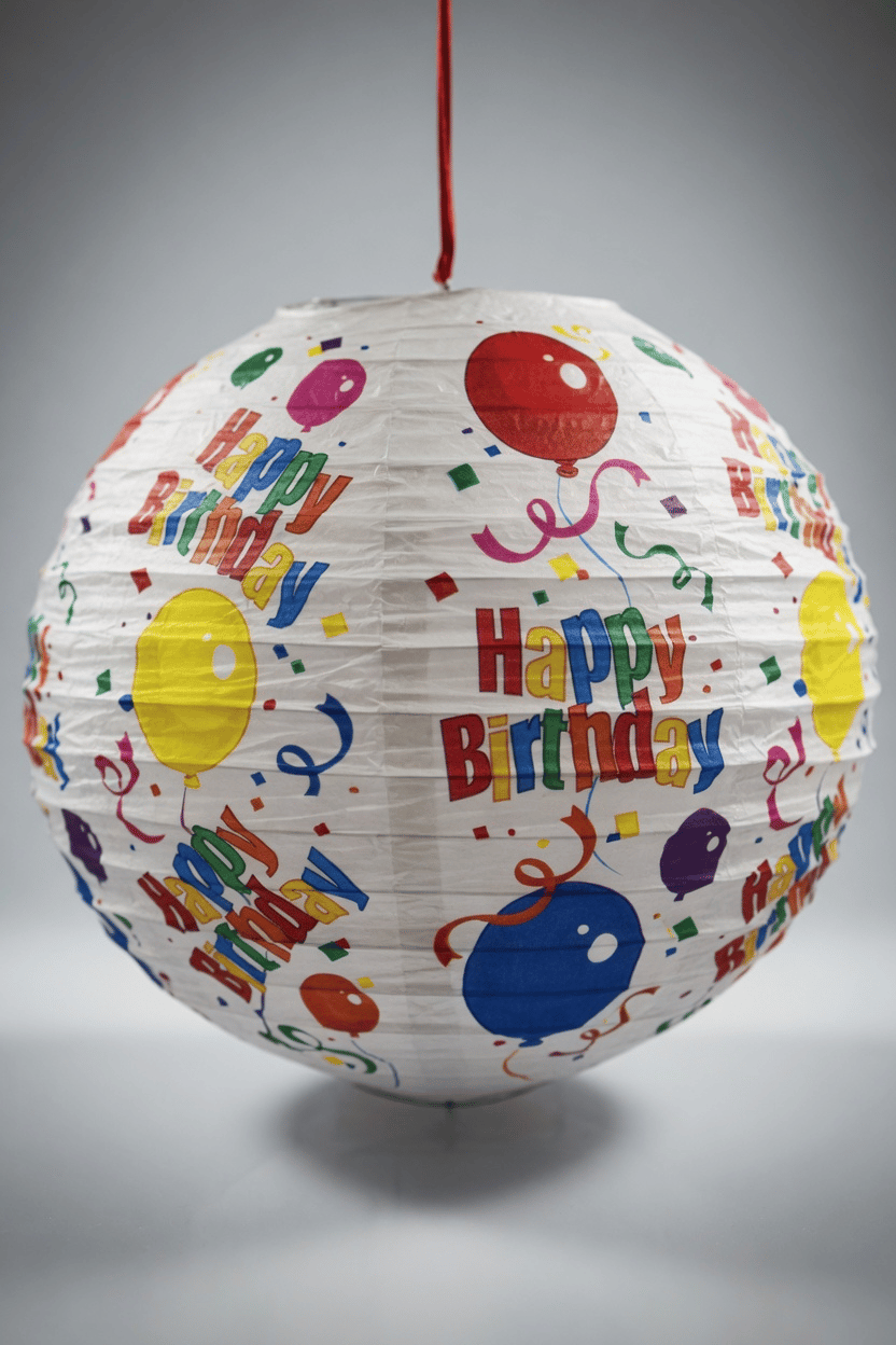 Japon Feneri Happy Birthday Baskılı Balon 25 cm Parti Doğum Günü Süs Dekoru
