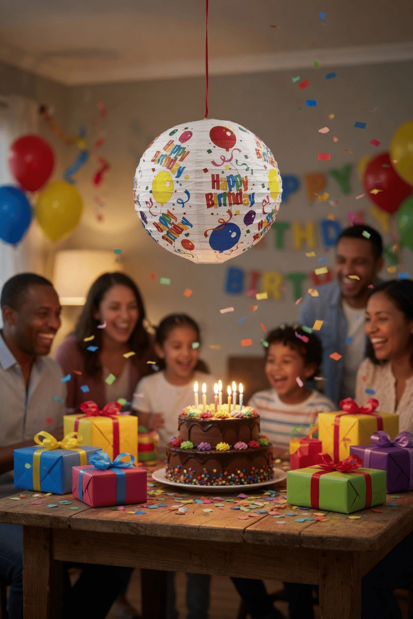 Japon Feneri Happy Birthday Baskılı Balon 25 cm Parti Doğum Günü Süs Dekoru