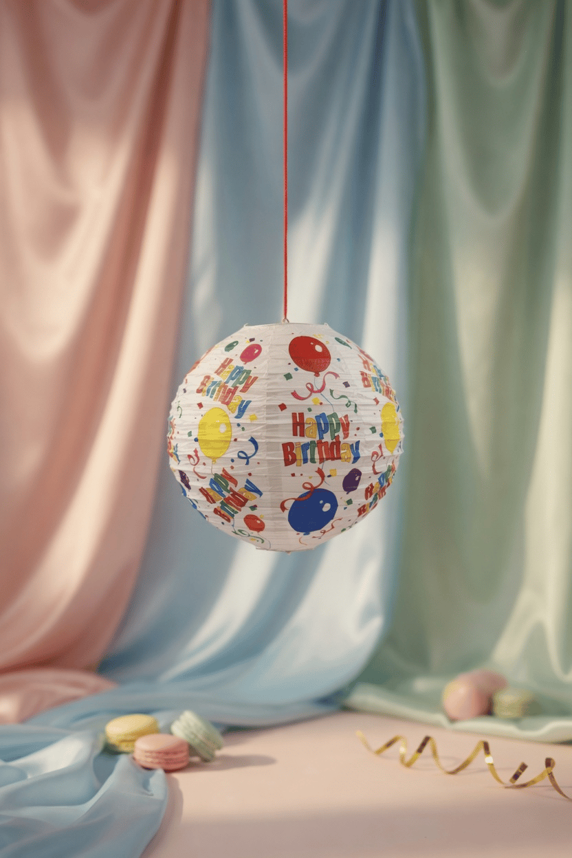 Japon Feneri Happy Birthday Baskılı Balon 25 cm Parti Doğum Günü Süs Dekoru