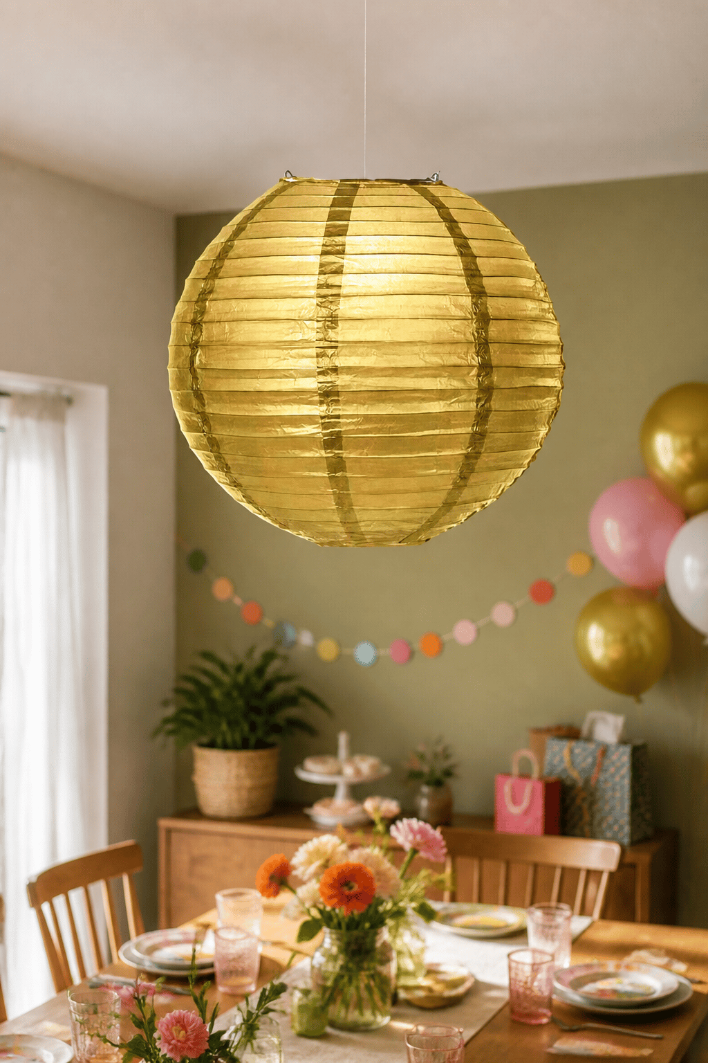 Japon Feneri Metalik gold  30cm
