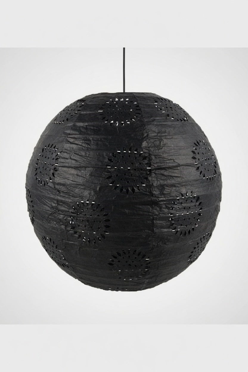 Japon Feneri SİYAH DANTELLİ 30cm