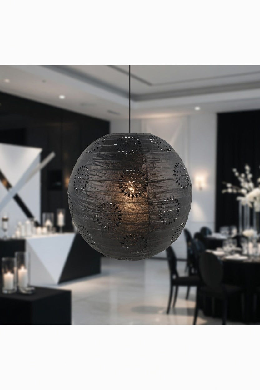 Japon Feneri SİYAH DANTELLİ 30cm