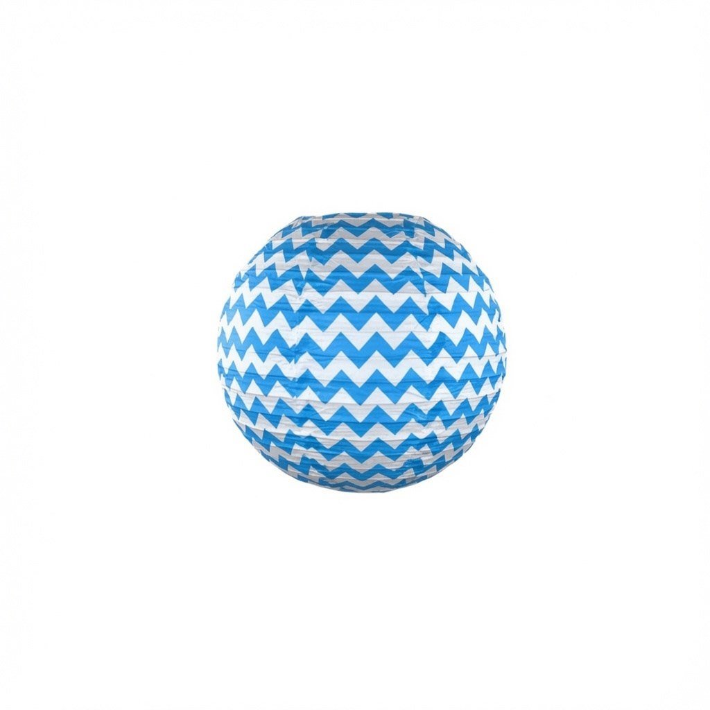 Japon Feneri Zigzag Desenli Kağıt Fener Mavi 30 cm