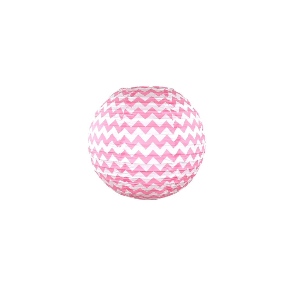 Japon Feneri Zigzag Desenli Kağıt Fener Pembe 30 cm