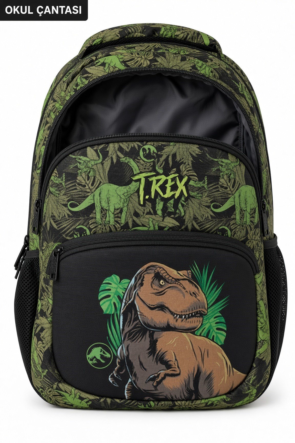 Jurassic World Okul Çantası 2131-9 3 BÖLMELİ TREX YEŞİL