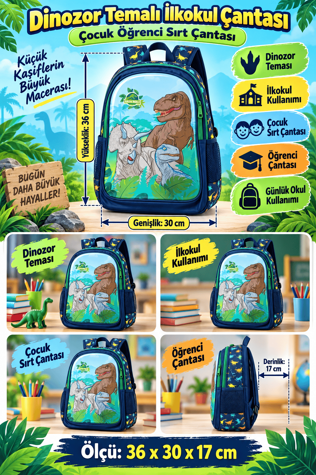 Jurassic World Okul Çantası 2135-9