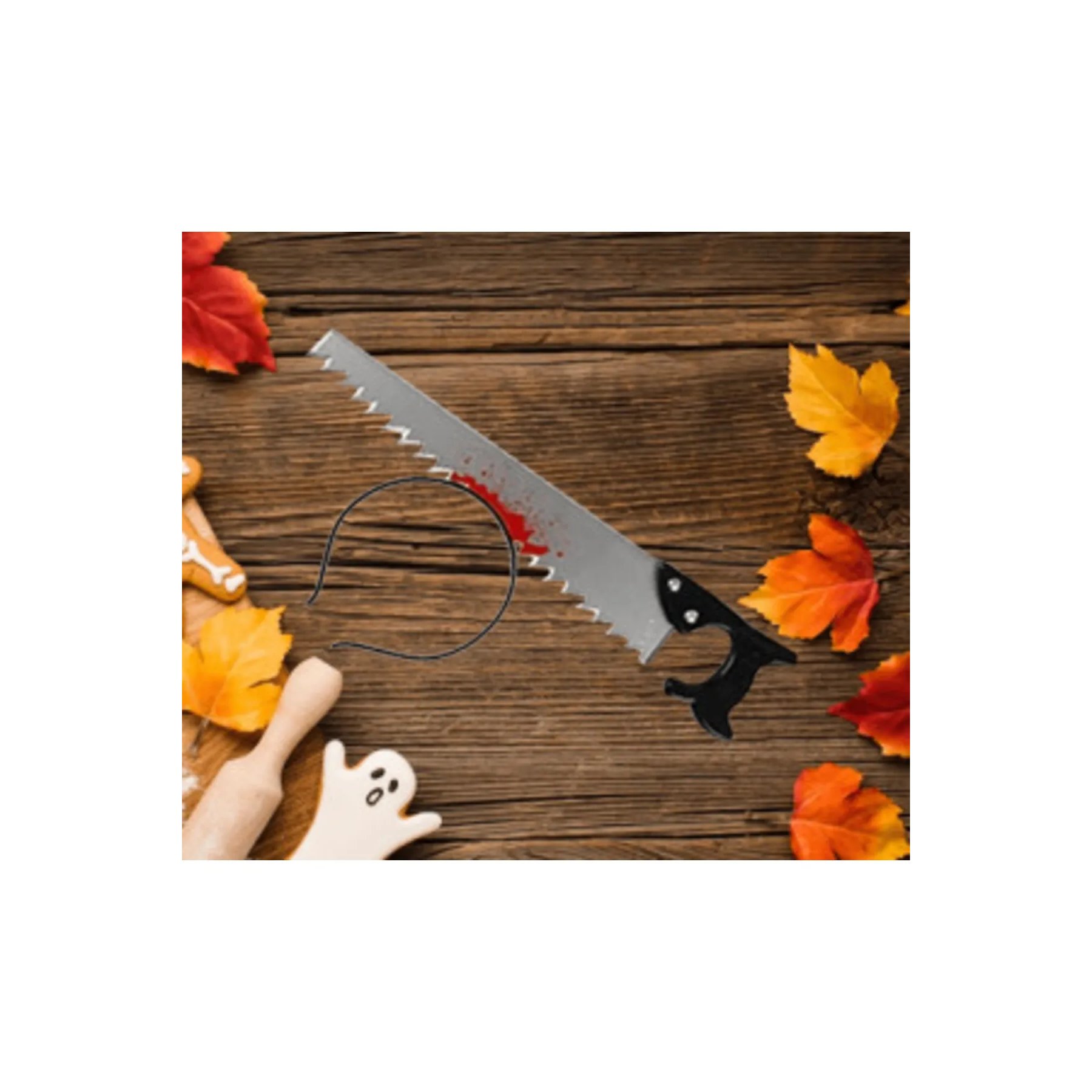 Kafaya Geçen Testere Taç Halloween Partisi Cadılar Bayramı Tacı Sıçramış Kan Ve Akan Kan Detaylı Şaka