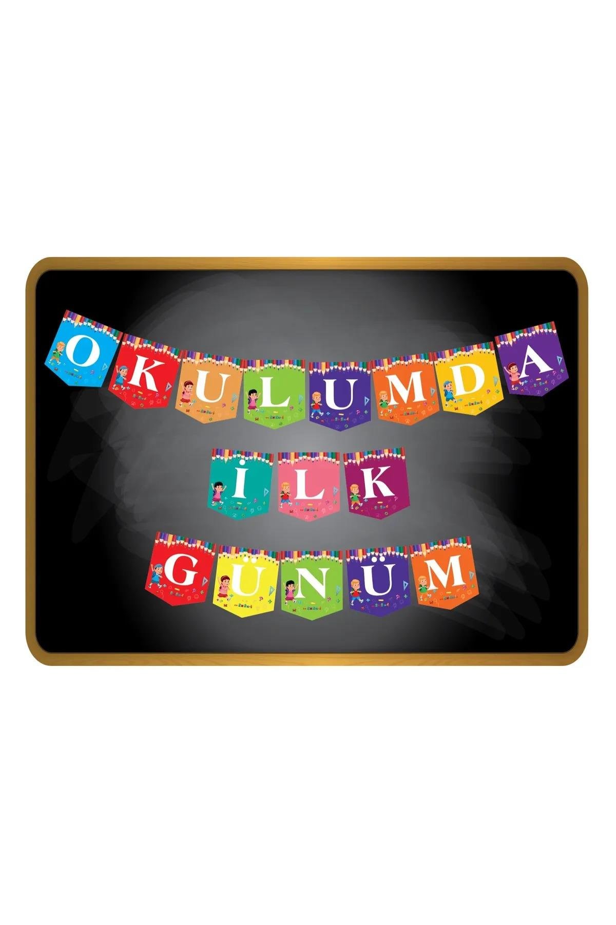 Kağıt banner OKULUMDA İK GÜNÜM rengarenk