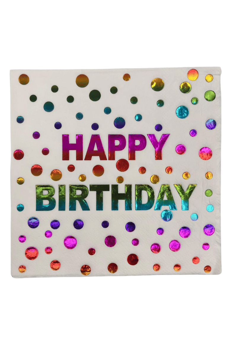 Kağıt Peçete Varak baskılı Happy Birthday Renkli Model 20 ParçaKağıt Peçete Varak baskılı Happy Birthday Renkli Model 20 Parça