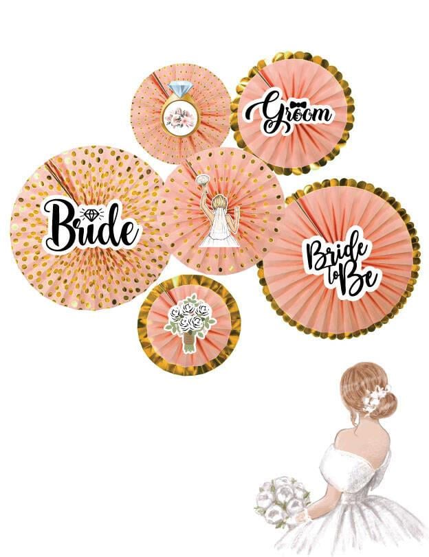 Kağıt Yelpaze Bride Bekarlığa Veda Partisi Varaklı 6 lı Yelpaze süs