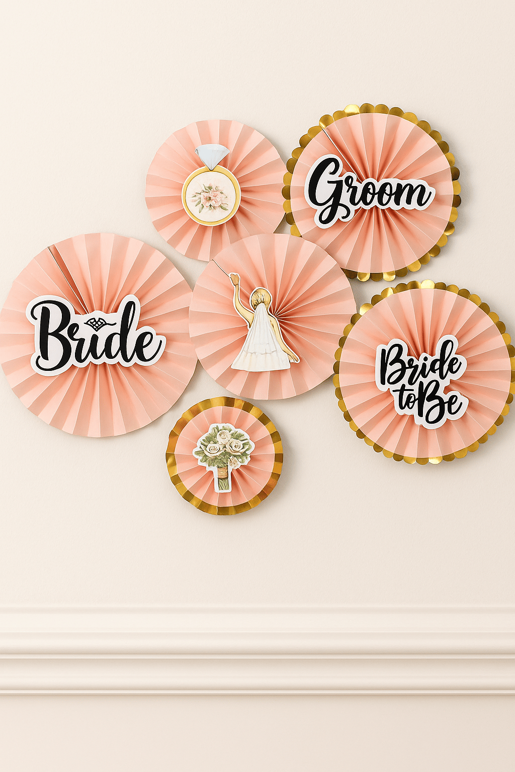 Kağıt Yelpaze Bride Bekarlığa Veda Partisi Varaklı 6 lı Yelpaze süsü Seti