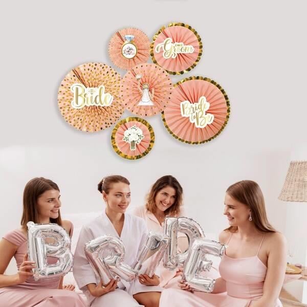 Kağıt Yelpaze Bride Bekarlığa Veda Partisi Varaklı 6 lı Yelpaze süs