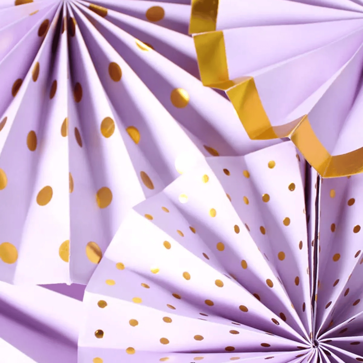 Kağıt Yelpaze süsü ALTIN VARAKLI 6 Lı  MOR  TONLARI    