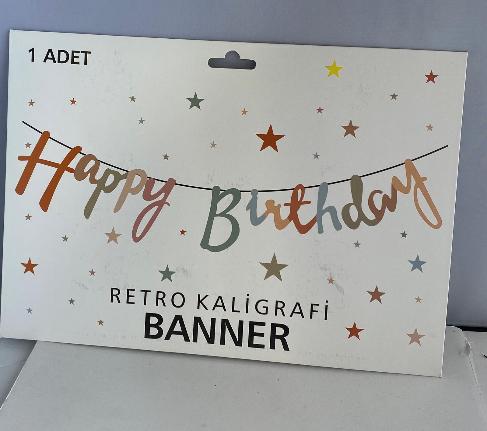 Kaligrafik El yazısı Happy Birthday RETRO El yazıs