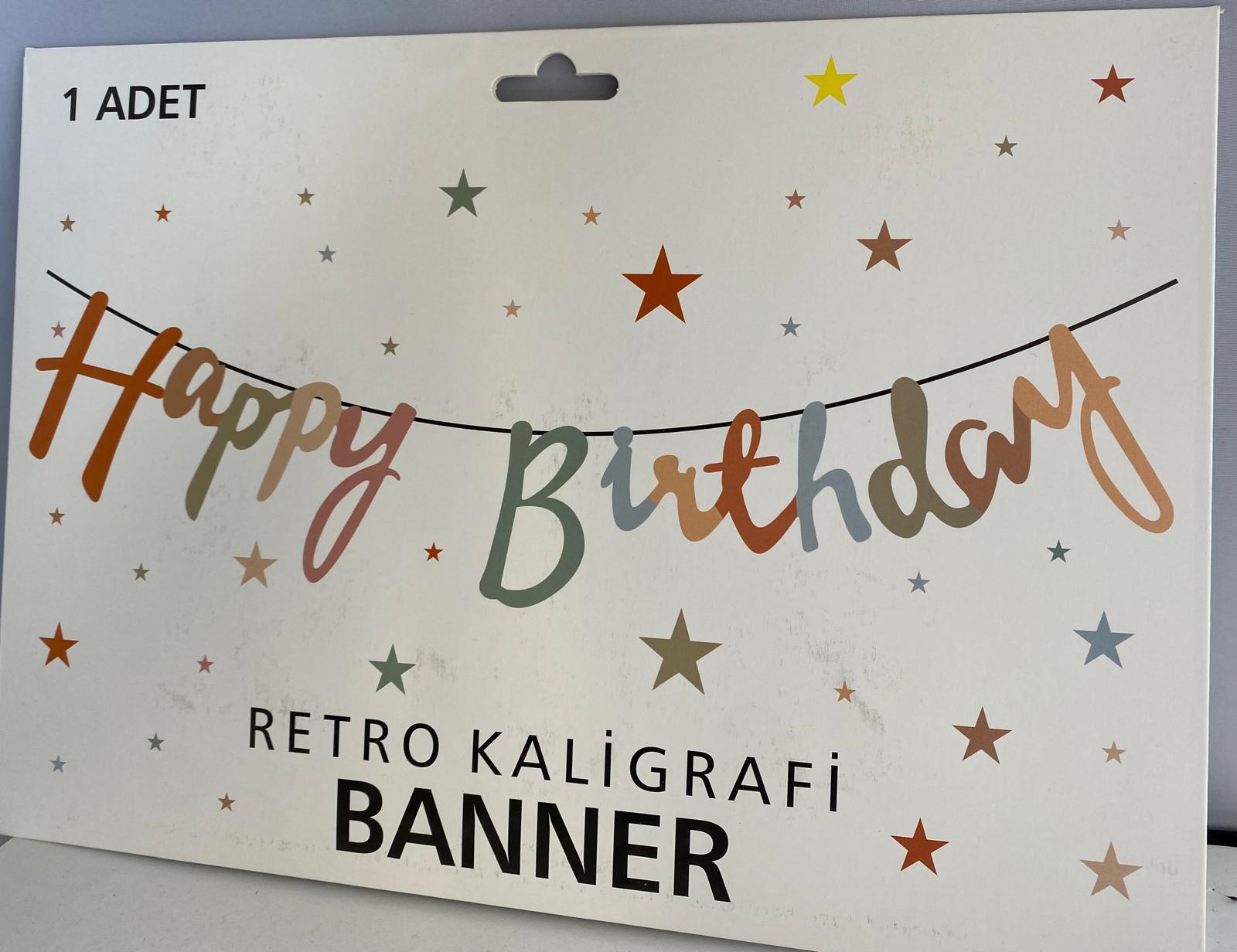 Kaligrafik El yazısı Happy Birthday RETRO El yazıs