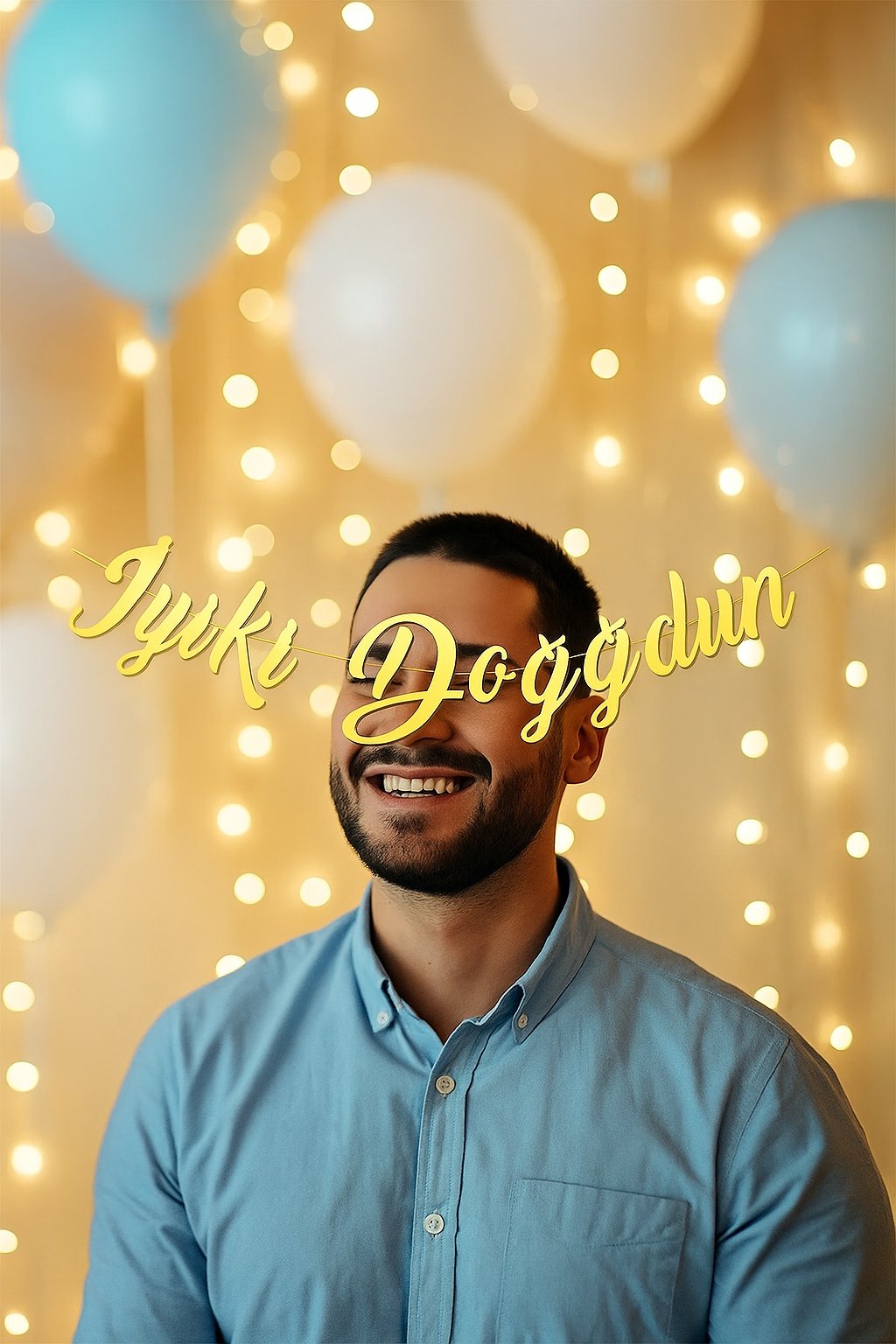 Kaligrafik El yazısı İyi ki Doğdun Gold-Altın Renkli El yazısı Doğum Dünü Banner 22x100