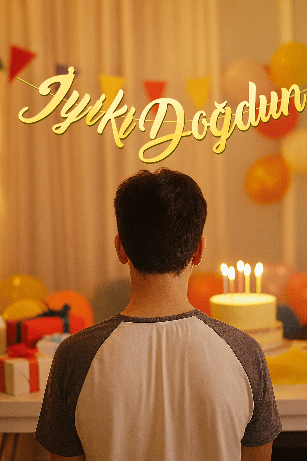 Kaligrafik El yazısı İyi ki Doğdun Gold-Altın Renkli El yazısı Doğum Dünü Banner 22x100