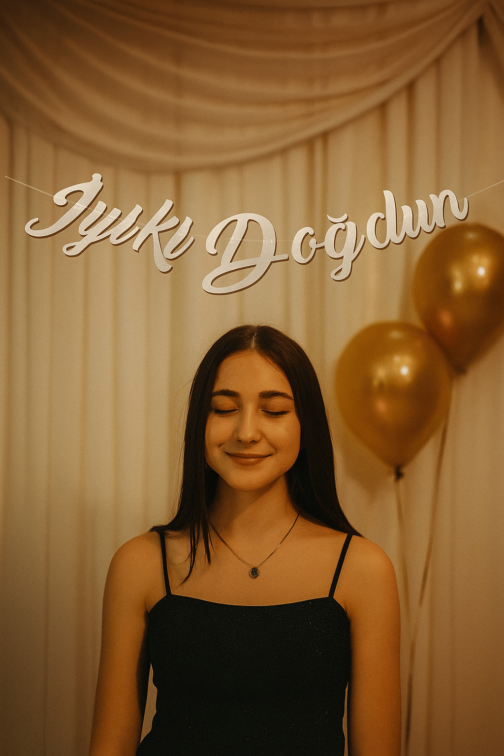 Kaligrafik El yazısı İyi ki Doğdun Gümüş Renkli El yazısı Doğum Dünü Banner 22x60cm