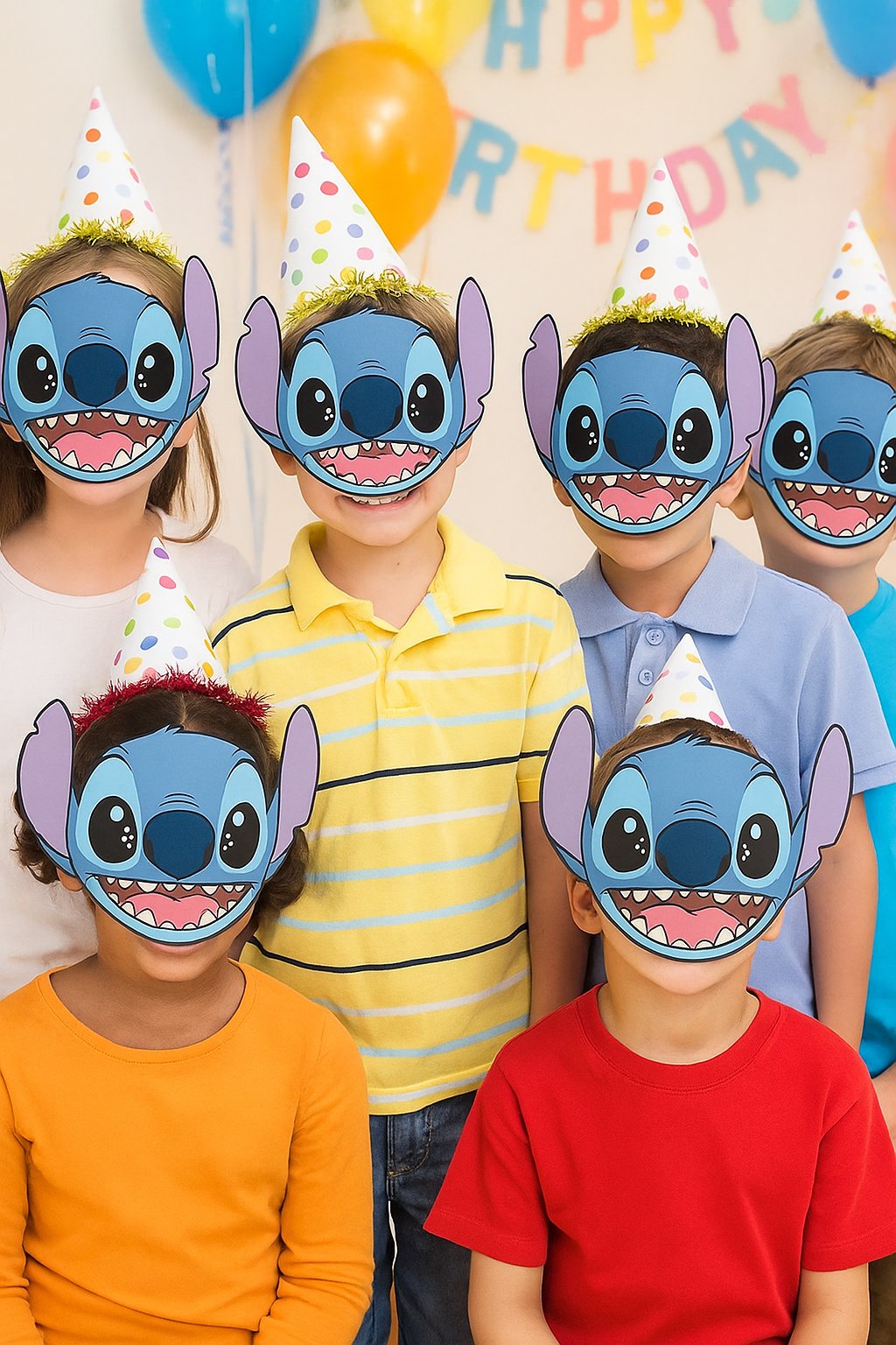Karton Maske STİTCH Temalı karton maske 6 lı Paket Lilo nun Stitch Karekteri Sadece Maske