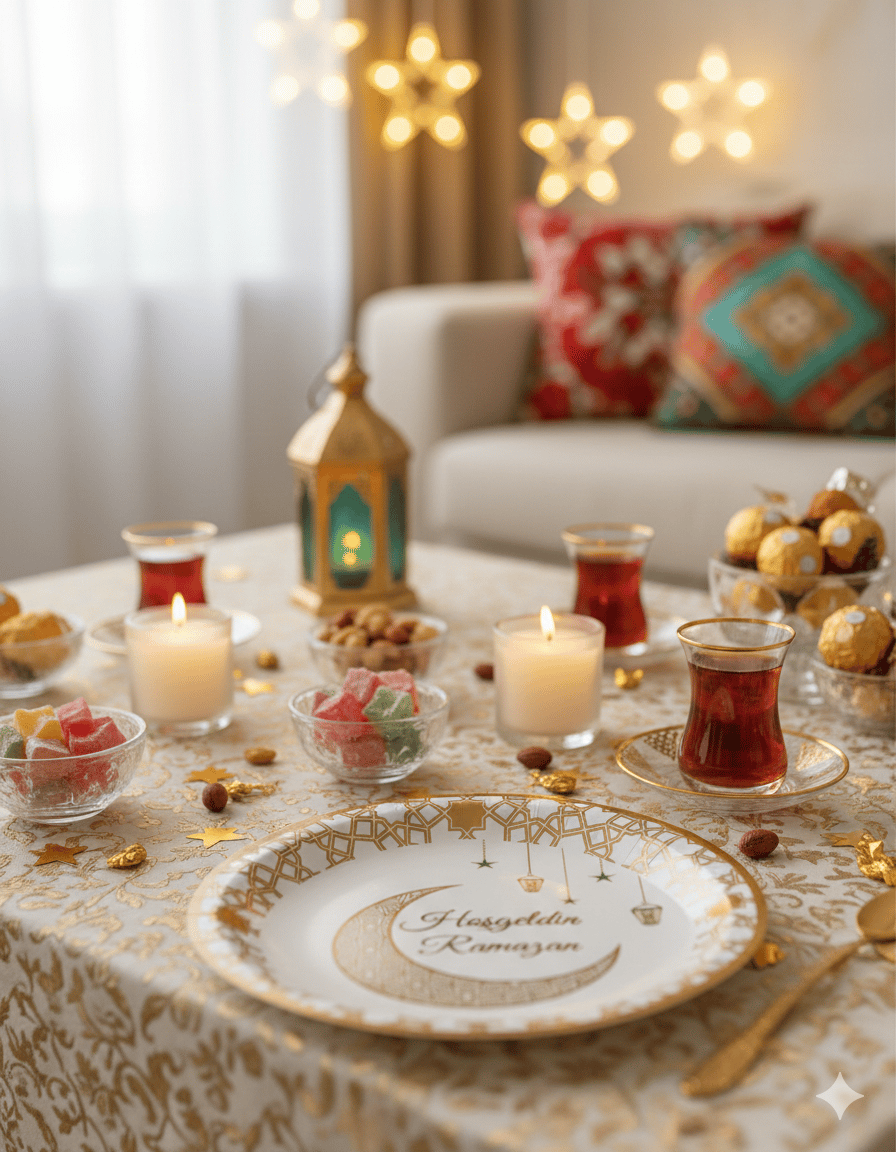 Karton Tabak Gold Varaklı Ramazan Tema 23 cm 6 Parça