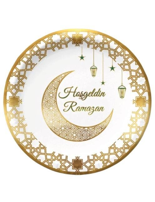 Karton Tabak Gold Varaklı Ramazan Tema 23 cm 6 Parça