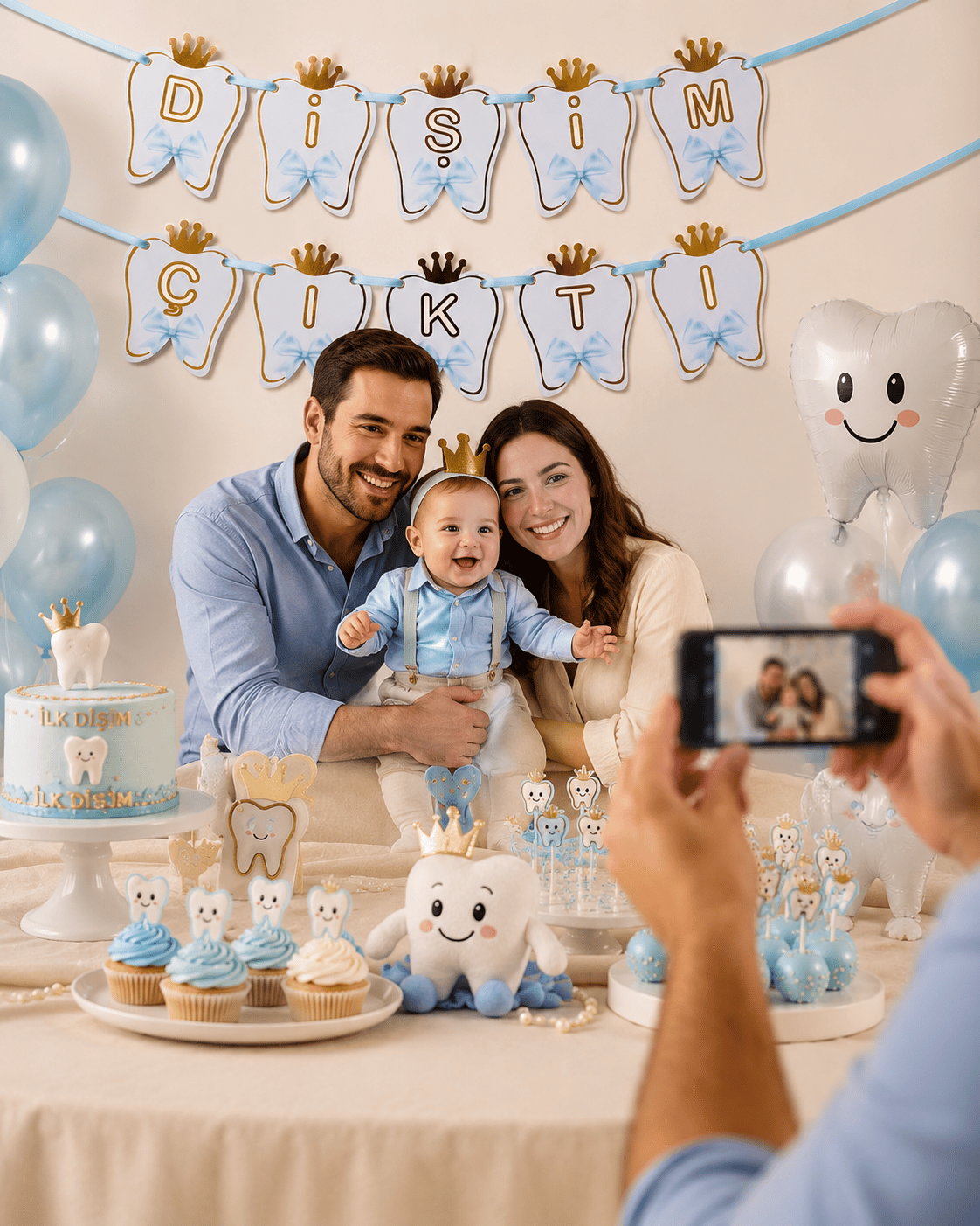 Karton Yazı Lüx Banner Dişim Çıktı Mavi Erkek Çocuk Diş Buğdayı