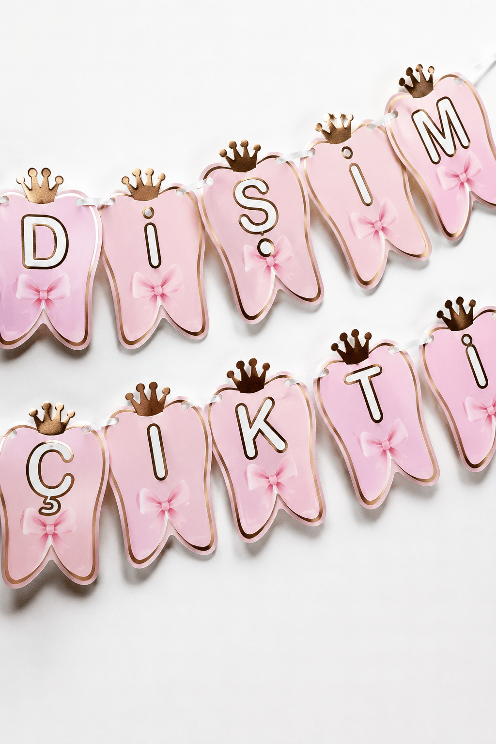 Karton Yazı Lüx Banner Dişim Çıktı Pembe Kız Çocuk Diş Buğdayı