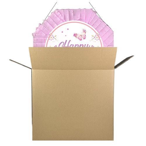 Kelebek desenli Pembe Pinyata happy birthday 42 cm sopalıpembe sopalı