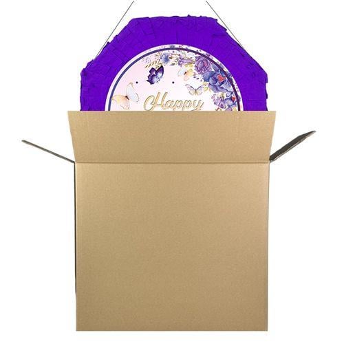 Kelebek Desenli Pinyata Mor renkli Happy Birthday yazılı  Sopalı 42 cm