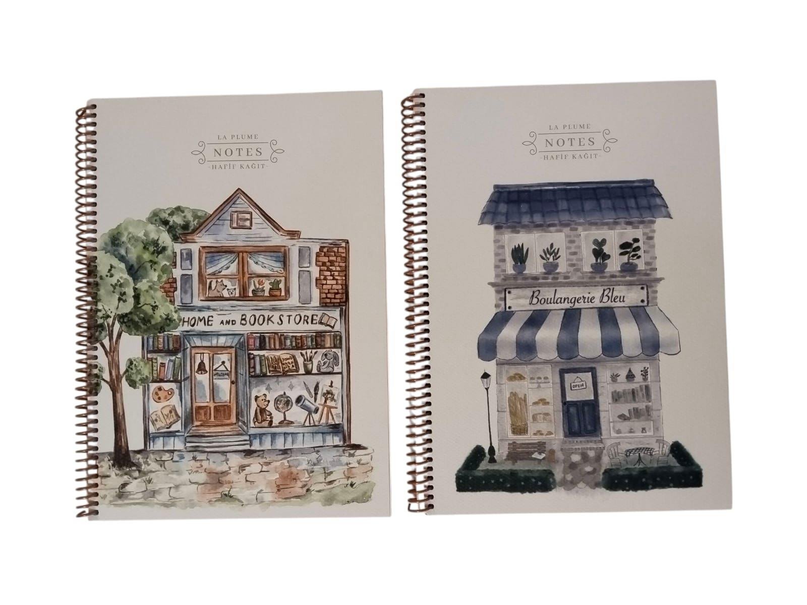 Keskin A4 80 Yaprak Karton Kapaklı Spiralli Kareli Defter (La Plume)