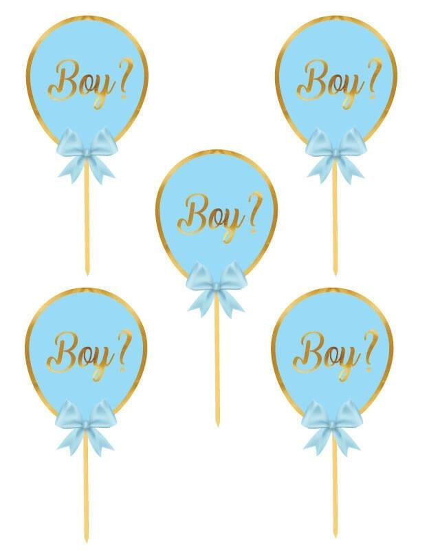 Konuşma balonu 5li Set Boy ? Erkek Cinsiyet Partisi Aksesuarı 12x17cm