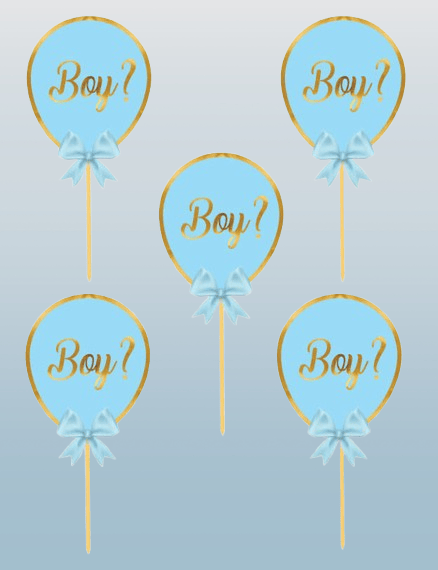 Konuşma balonu 5li Set Boy ? Erkek Cinsiyet Partisi Aksesuarı 12x17cm