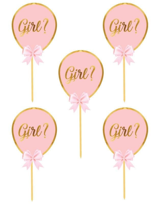 Konuşma balonu 5li Set Girl ? Pembe Cinsiyet Partisi Aksesuarı 12x17cm