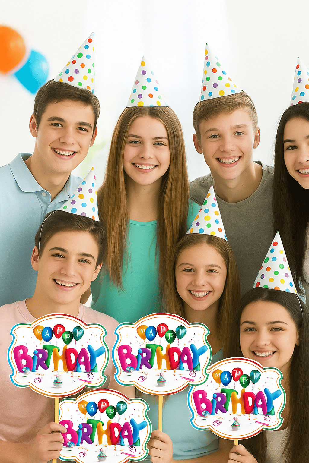 Konuşma balonu 5li Set Happy Birthday Yazılı Renkli Balon temalı 17X12cm Doğum Günü Aksesuarı   