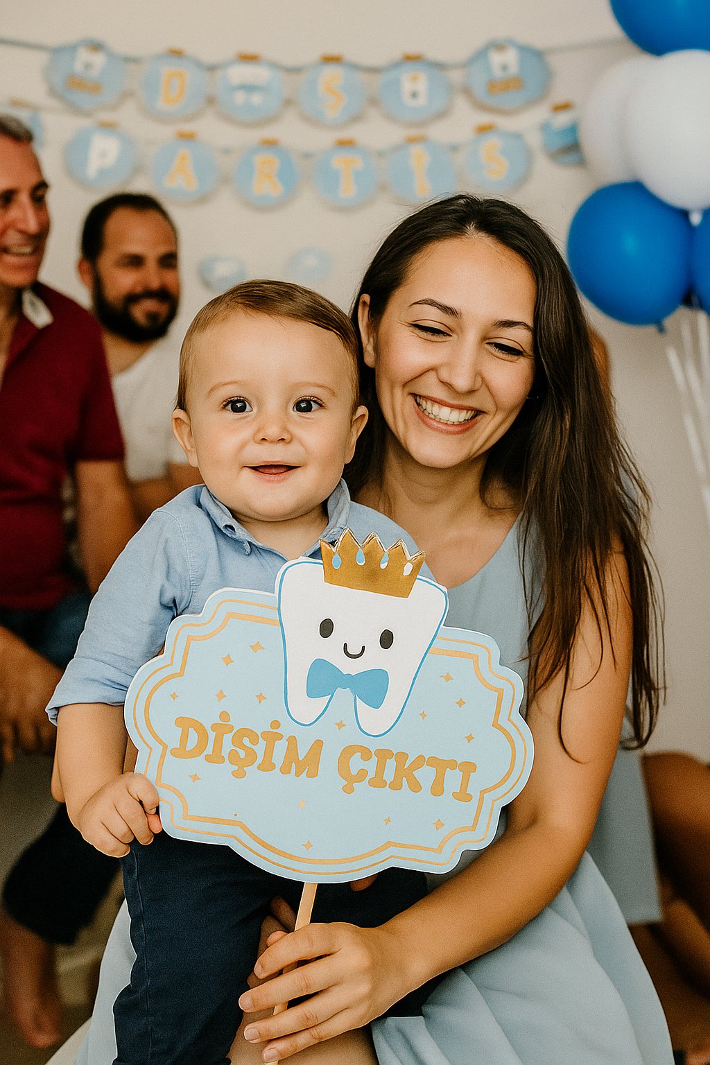 Konuşma Balonu Dişim Çıktı Mavi Renkli 5 li Erkek Çocuğu Diş Partisi Diş Buğdayı