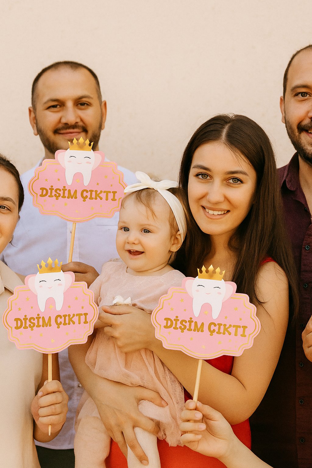 Konuşma Balonu Dişim Çıktı Pembe Renkli 5 li Kız Çocuğu Diş Partisi Diş Buğdayı