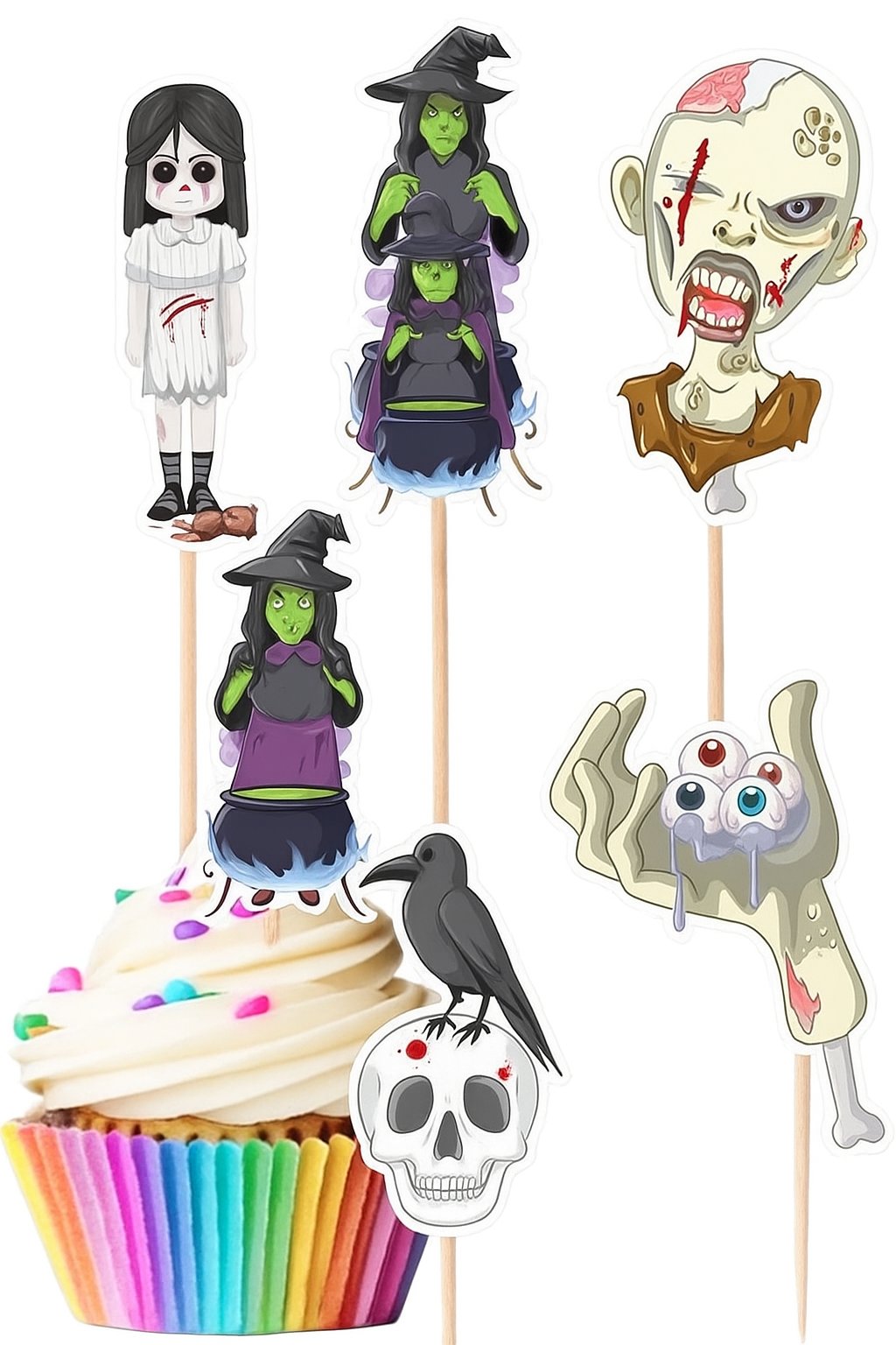 Kürdan Korkunç Figürlü Halloween- Cadılar Bayramı 10'lu Şekilli Kürdan