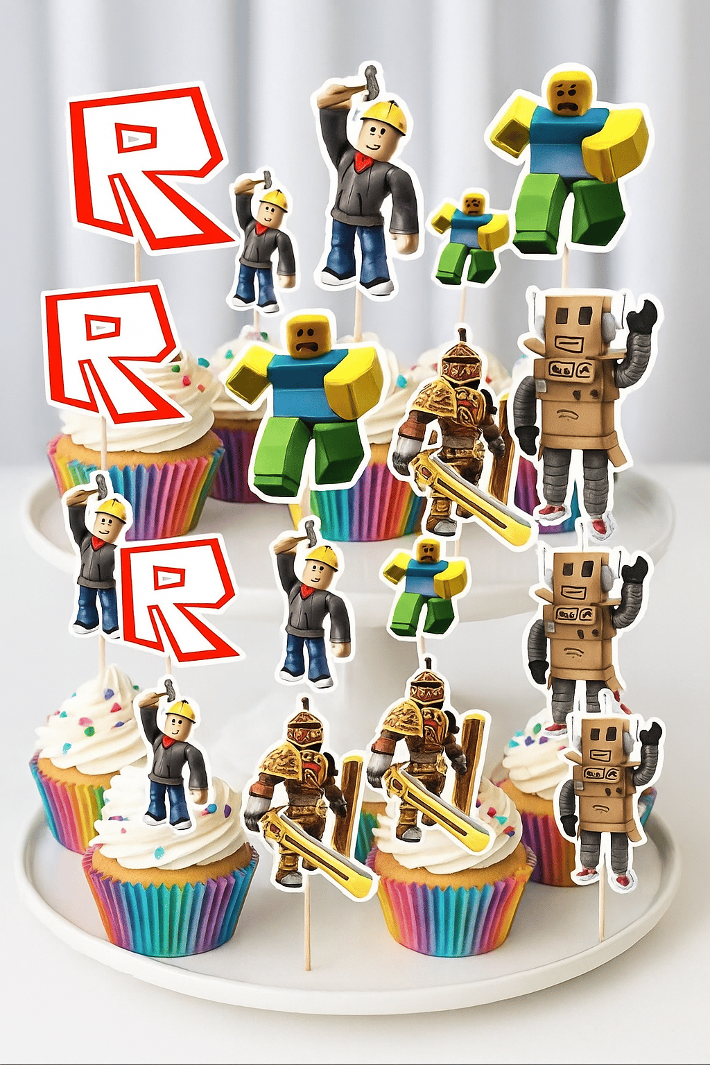 Kürdan ROBLOX Temalı 10lu Doğum Günü Cupcake İkramlık Süsü