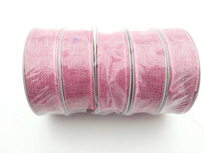 Kurdela jüt Kanaviçe 1,5 cm eninde 10 metre uzunluğunda  Pembe 10mt. Jüt Keten Kurdele