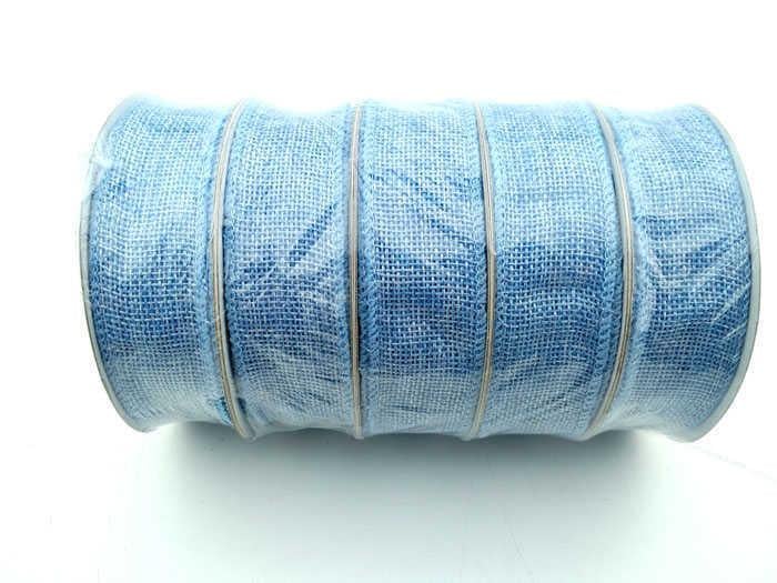Kurdela jüt Kanaviçe 3 cm genişlik 10 metre uzunluk Açık Mavi 10mt. Jüt Keten Kurdele