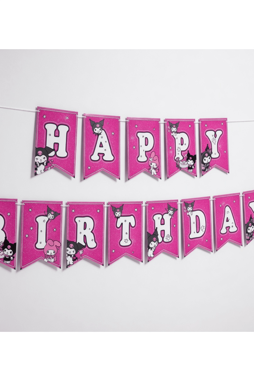 Kuromi Happy Birthday Banner Flama 17*170 cm