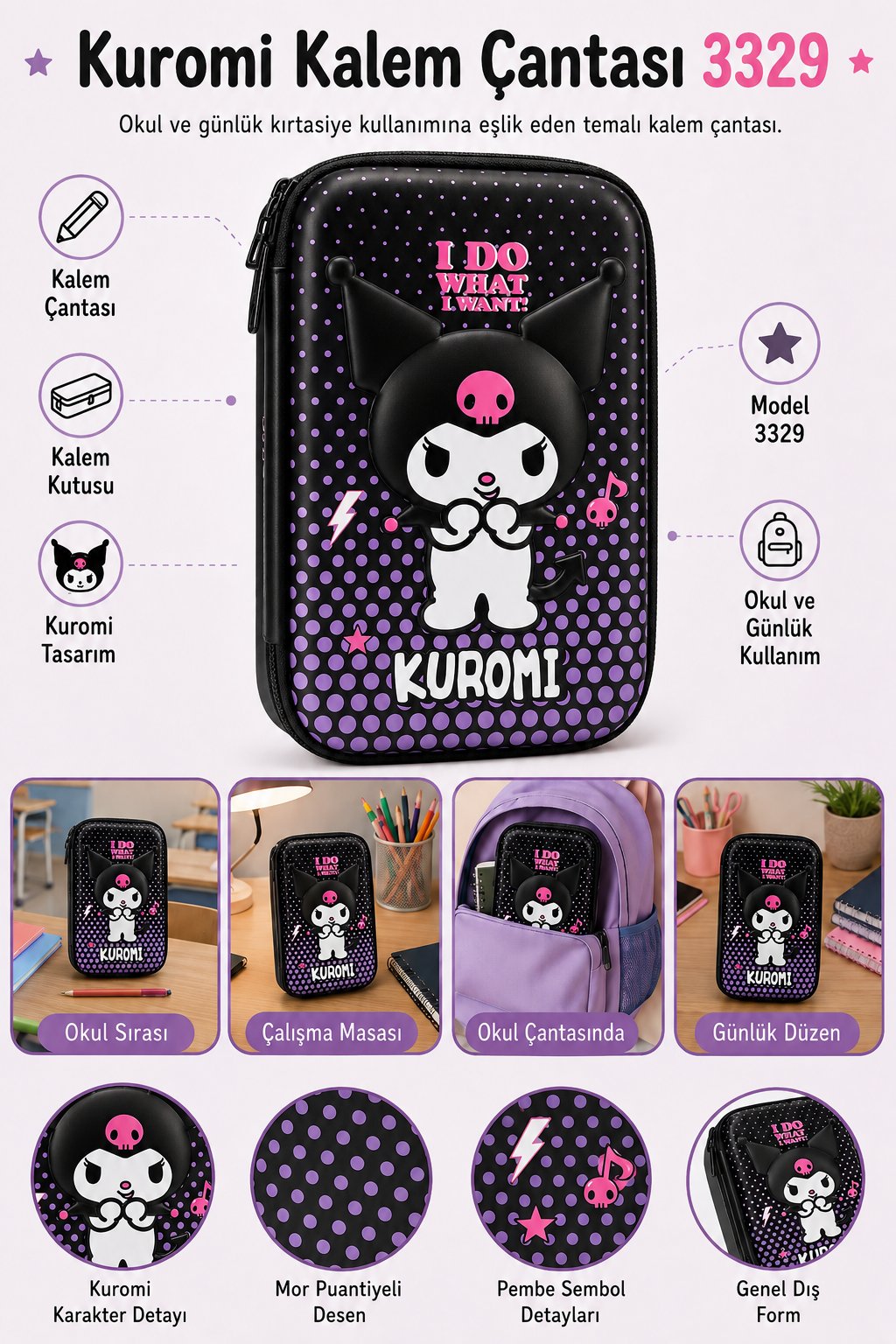 Kuromi Kalem Çantası 3329