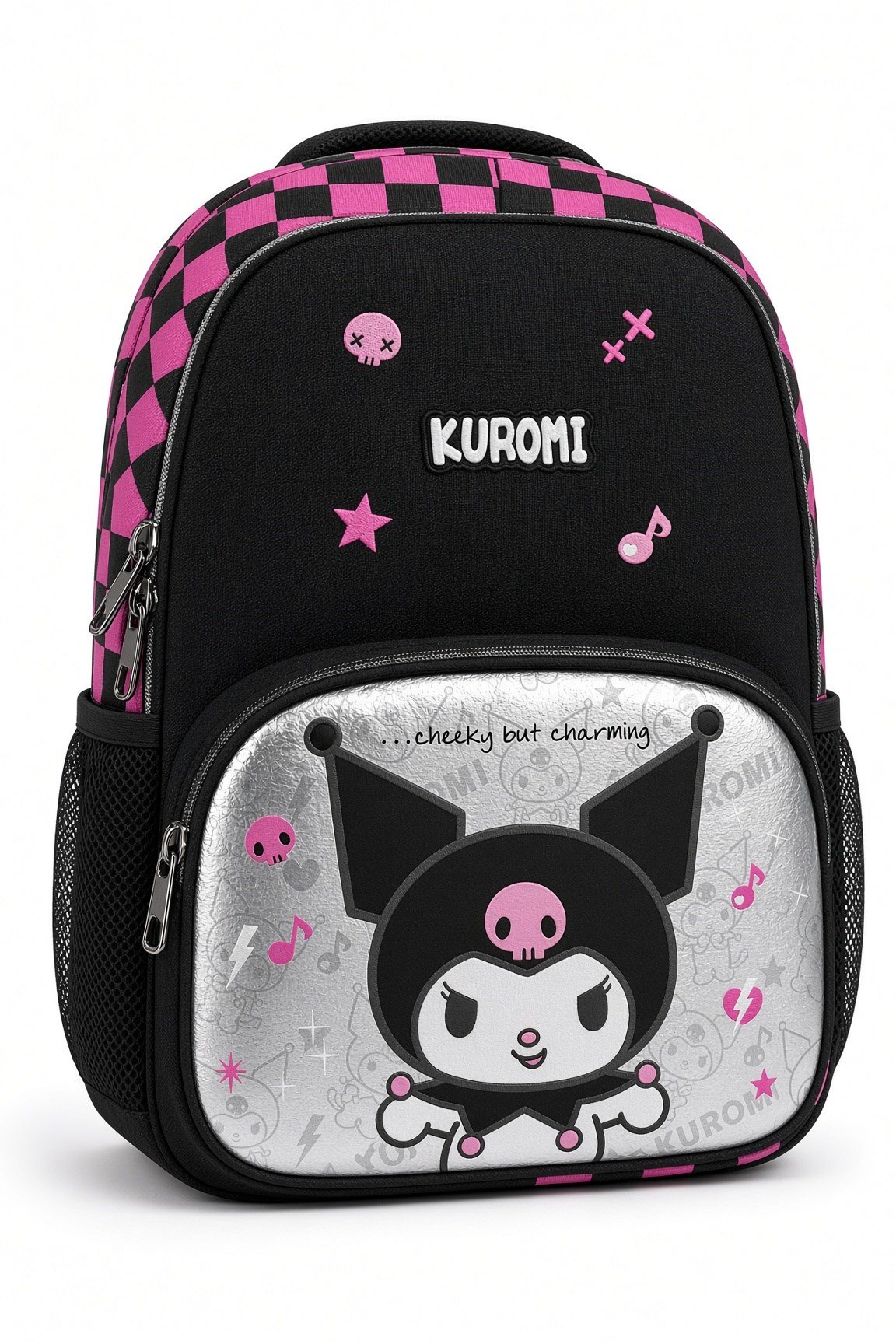 KUROMİ Okul çantası siyah 41 28 14 Üç farklı bölmeden, su geçirmeyen, benzersiz tasarım ve canlı renklerden oluşan bu havalı çanta ile eşyalarını rahatça taşıyabilirsin!     İki tarafında bulunan mataranı koyabileceğin kullanışlı bir cep, konfor ve destek