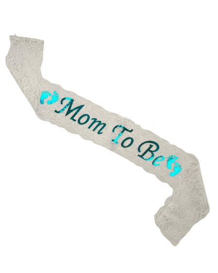 Kuşak Dantelli Mom To Be Anne ol.beyaz üstü MAVİ