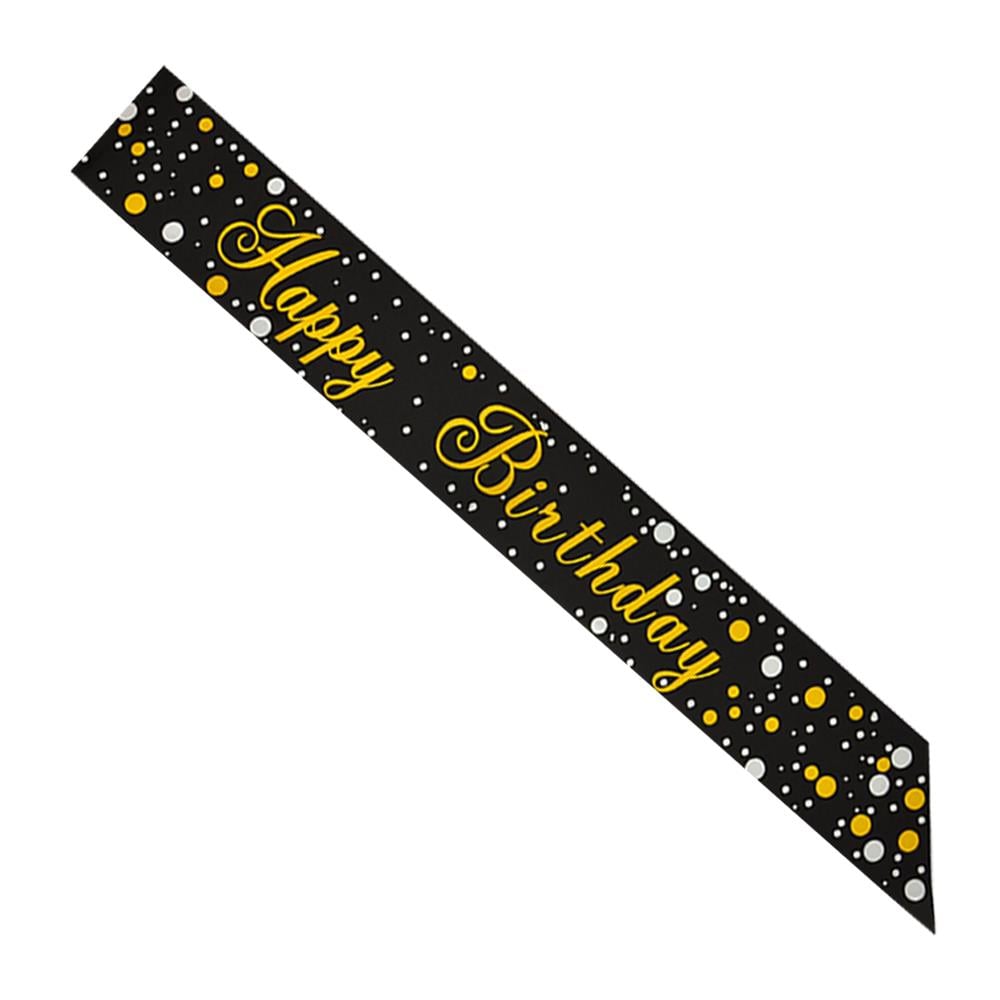 Kuşak Happy birthday sihah üstü gold varaklı 10*168 cm varaklı doğum günü kuşağı