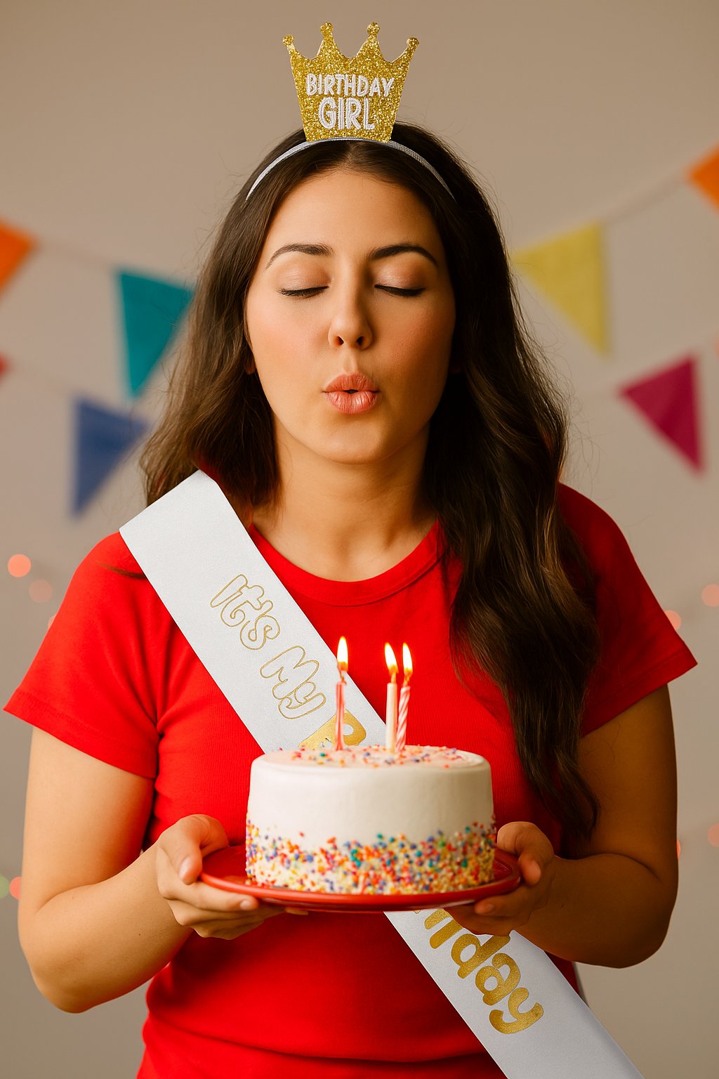 Kuşak Its My Birthday Baskılı Varak yazılı parlak lüks kağıt doğum günü kuşağı